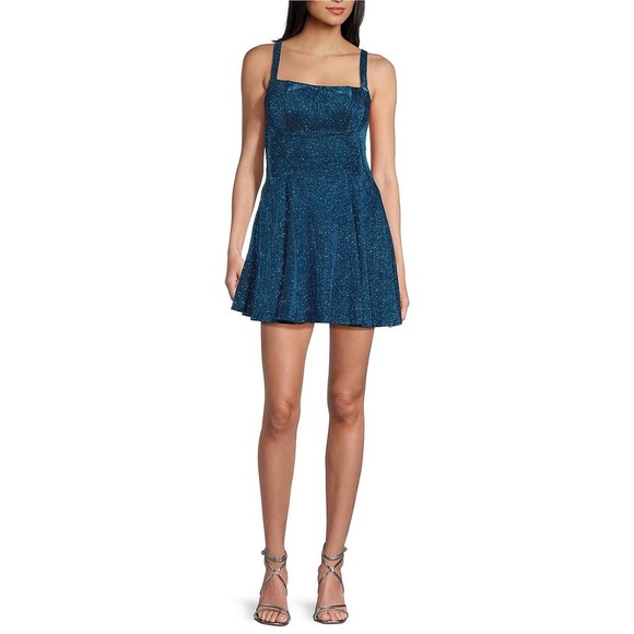 Dear Moon Square Neck Mini Sherri Shine Dress NWT Size 9 - Picture 1 of 9